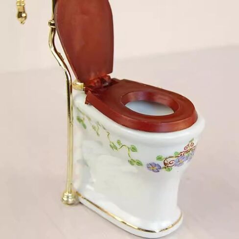 Tiny Ceramic Toilet for Dollhouses Bathroom 1/12 Scale Miniature Furniture Model with Detailed Design in Kuwait