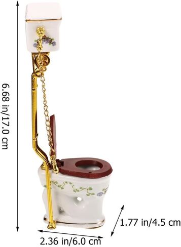Tiny Ceramic Toilet for Dollhouses Bathroom 1/12 Scale Miniature Furniture Model with Detailed Design in Kuwait