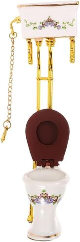 Tiny Ceramic Toilet for Dollhouses Bathroom 1/12 Scale Miniature Furniture Model with Detailed Design in Kuwait