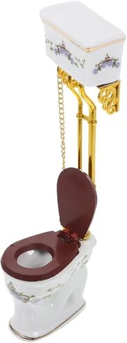 Tiny Ceramic Toilet for Dollhouses Bathroom 1/12 Scale Miniature Furniture Model with Detailed Design in Kuwait