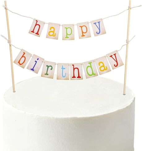 لافتة عيد ميلاد صغيرة سعيدة، أعلى كعكة عيد ميلاد قوس قزح مخصصة، أعلام تزيين كعكة عيد ميلاد سعيد مع عصي خشبية، مستلزمات حفلات أعياد الميلاد الأولى، دعامة للصور in Kuwait