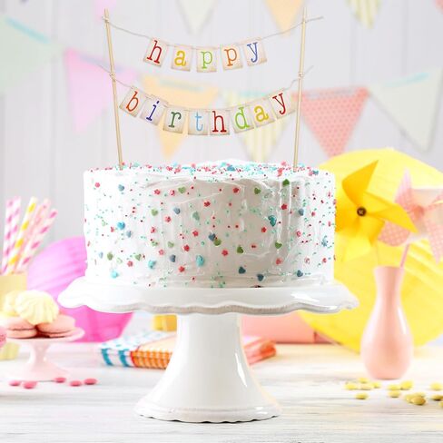 لافتة عيد ميلاد صغيرة سعيدة، أعلى كعكة عيد ميلاد قوس قزح مخصصة، أعلام تزيين كعكة عيد ميلاد سعيد مع عصي خشبية، مستلزمات حفلات أعياد الميلاد الأولى، دعامة للصور in Kuwait