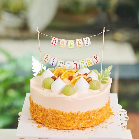 لافتة عيد ميلاد صغيرة سعيدة، أعلى كعكة عيد ميلاد قوس قزح مخصصة، أعلام تزيين كعكة عيد ميلاد سعيد مع عصي خشبية، مستلزمات حفلات أعياد الميلاد الأولى، دعامة للصور in Kuwait