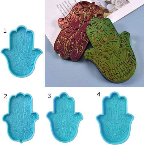 SOFEA Khamsah Hamsa Hand Coaster Epoxy Resin Silicone Mold Fatima Hand Tray Resin Mold in Saudi Arabia