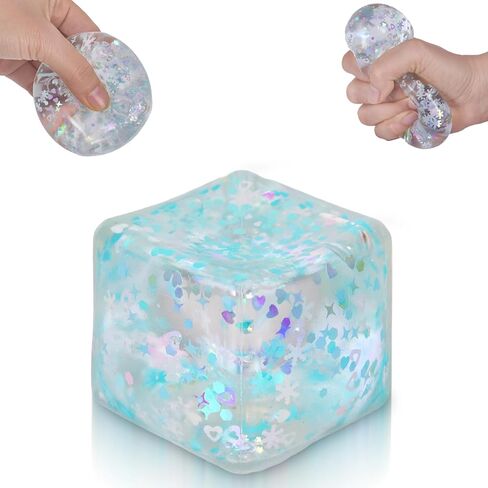 Ice Cube Squishy Toy, Sensory Fidget Toys for Stress and Anxiety Relief, Slow Rise Squishy Cube for Kids and Adults, 1.98 Inch Pink Snowflake Crush Ice in Saudi Arabia