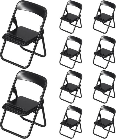 Lurrose 12pcs Miniature Folding Chairs Portable Mini Dollhouse Folding Chairs - Lightweight and Foldable Phone Holder for Display and Photography Props in Saudi Arabia