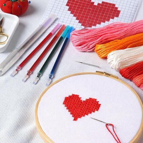 KEPYDRMTF Embroidery Fabric Kit with Water-Soluble Pens - 24pcs (6 Cotton Fabric Squares 11.8"x11.8" + 6 Colored Pens) | for Embroidery Projects, Upholstery Decoration & DIY Crafts (12 PCS) in Saudi Arabia