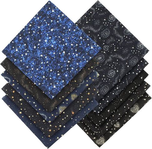 10pcs Quilting Print Fabric 9.8"X9.8" Cotton Fat Squares Sheets Printed Starry Sky Supplies for Sewing Patchwork Scrapbooking DIY Craft in Saudi Arabia
