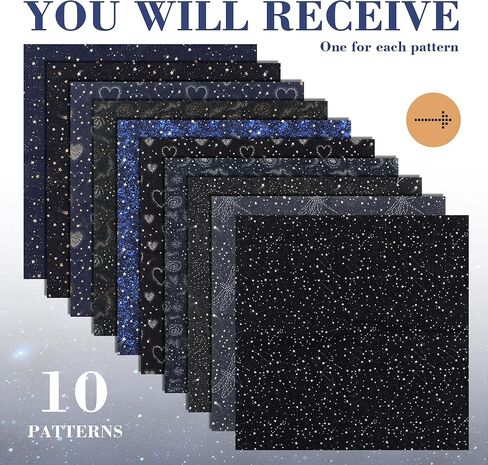 10pcs Quilting Print Fabric 9.8"X9.8" Cotton Fat Squares Sheets Printed Starry Sky Supplies for Sewing Patchwork Scrapbooking DIY Craft in Saudi Arabia