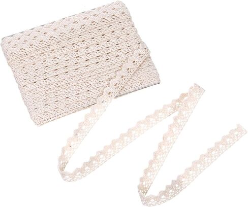 10 Yards Lace Ribbon Vintage Crochet Lace Trim Beige Sewing Ribbon for Crafts Gift Package Wrapping Bridal Wedding Decoration Scrapbooking Supplies (0.6 Inch Wide) in Saudi Arabia