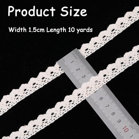 10 Yards Lace Ribbon Vintage Crochet Lace Trim Beige Sewing Ribbon for Crafts Gift Package Wrapping Bridal Wedding Decoration Scrapbooking Supplies (0.6 Inch Wide) in Saudi Arabia