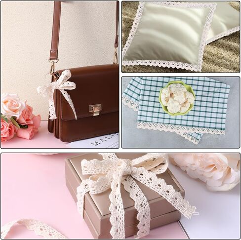 10 Yards Lace Ribbon Vintage Crochet Lace Trim Beige Sewing Ribbon for Crafts Gift Package Wrapping Bridal Wedding Decoration Scrapbooking Supplies (0.6 Inch Wide) in Saudi Arabia