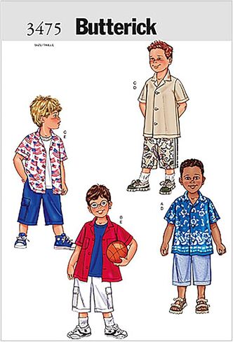 BUTTERICK PATTERNS Boy's Shirt & Shorts, Size 2-3-4-5 (B3475020) in Saudi Arabia