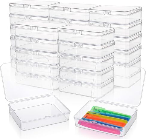 Kifmurase 30Pcs Clear Plastic Beads Storage Containers Box with Lid, 4.5x3.4 Inches Clear Rectangle Box, Plastic Crayon Boxes with Lid, Mini Storage Containers for Small Items, Crafts, Jewelry in Saudi Arabia