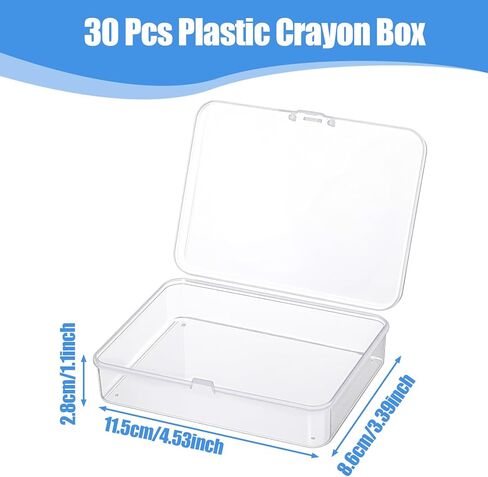 Kifmurase 30Pcs Clear Plastic Beads Storage Containers Box with Lid, 4.5x3.4 Inches Clear Rectangle Box, Plastic Crayon Boxes with Lid, Mini Storage Containers for Small Items, Crafts, Jewelry in Saudi Arabia