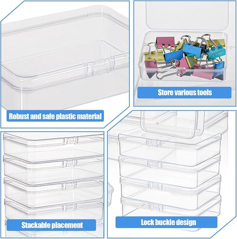Kifmurase 30Pcs Clear Plastic Beads Storage Containers Box with Lid, 4.5x3.4 Inches Clear Rectangle Box, Plastic Crayon Boxes with Lid, Mini Storage Containers for Small Items, Crafts, Jewelry in Saudi Arabia