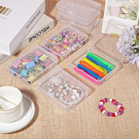 Kifmurase 30Pcs Clear Plastic Beads Storage Containers Box with Lid, 4.5x3.4 Inches Clear Rectangle Box, Plastic Crayon Boxes with Lid, Mini Storage Containers for Small Items, Crafts, Jewelry in Saudi Arabia