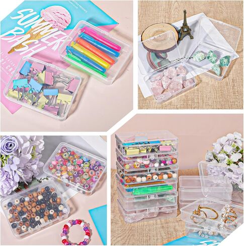 Kifmurase 30Pcs Clear Plastic Beads Storage Containers Box with Lid, 4.5x3.4 Inches Clear Rectangle Box, Plastic Crayon Boxes with Lid, Mini Storage Containers for Small Items, Crafts, Jewelry in Saudi Arabia