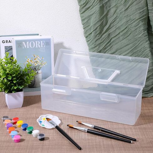 SHENLIU 3 Pcs Acrylic Paint Storage Box, 30 Bottles Capacity Acrylic Paint Organizer for 2 fl. oz Bottles, Plastic Portable Craft Art Organizer with Handle Art Supply Clear Boxes in Saudi Arabia