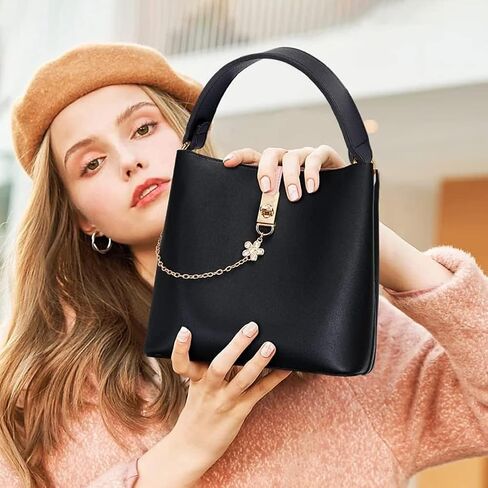 WADORN 13.4 بوصة استبدال مقبض محفظة جلدية قصيرة من البولي يوريثان، مقابض حقيبة يد واسعة حقيبة كتف دلو حقيبة مقبض علوي مع أبازيم ذهبية لحقيبة حقيبة حمل سلسلة، أسود in Kuwait