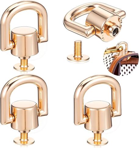 4 PCS Gold D Rings for Purse Handbag Hardware for Bag Making Making Hardware Gold D Ring Strap Connector Leather Handbag Hardwares Accessories for Belt, DIY Craft in Saudi Arabia