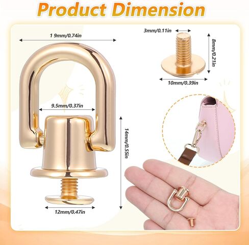 4 PCS Gold D Rings for Purse Handbag Hardware for Bag Making Making Hardware Gold D Ring Strap Connector Leather Handbag Hardwares Accessories for Belt, DIY Craft in Saudi Arabia
