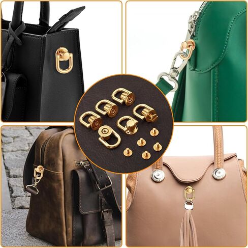 4 PCS Gold D Rings for Purse Handbag Hardware for Bag Making Making Hardware Gold D Ring Strap Connector Leather Handbag Hardwares Accessories for Belt, DIY Craft in Saudi Arabia