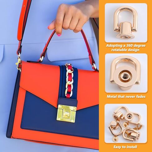 4 PCS Gold D Rings for Purse Handbag Hardware for Bag Making Making Hardware Gold D Ring Strap Connector Leather Handbag Hardwares Accessories for Belt, DIY Craft in Saudi Arabia