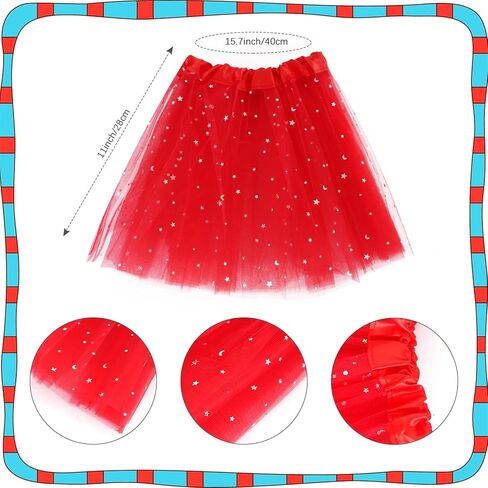 Kyson Girls Red Fox Costume Set-7Pcs Headband,Bowtie,Tail,Socks,Gloves,Tutu,Face Stickers for Halloween World Book Day in Kuwait