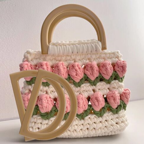 3Pcs D Shape Round Bag Handle，Fashion Bag Handles For Handcrafted Handbag Purse Frame in Saudi Arabia