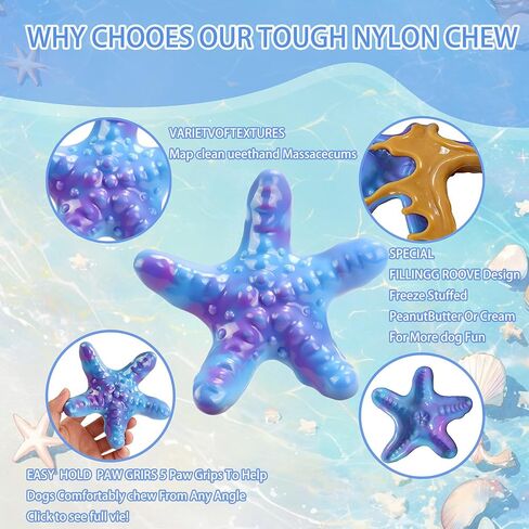 Dog Toys for Aggressive Chewers,3 Pack Indestructible Dog Toys for Large Dogs, Ocean Series,Bacon Flavored Dog Chew Toy, Durable Nylon Chew Toys for Dogs, Teeth Cleaning, Keep Them Busy in Saudi Arabia