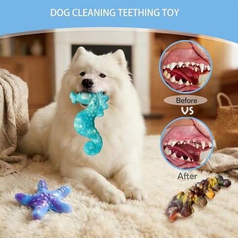 Dog Toys for Aggressive Chewers,3 Pack Indestructible Dog Toys for Large Dogs, Ocean Series,Bacon Flavored Dog Chew Toy, Durable Nylon Chew Toys for Dogs, Teeth Cleaning, Keep Them Busy in Saudi Arabia