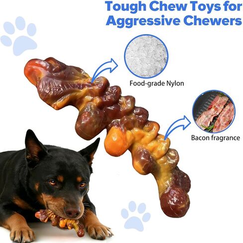 Dog Toys for Aggressive Chewers,3 Pack Indestructible Dog Toys for Large Dogs, Ocean Series,Bacon Flavored Dog Chew Toy, Durable Nylon Chew Toys for Dogs, Teeth Cleaning, Keep Them Busy in Saudi Arabia