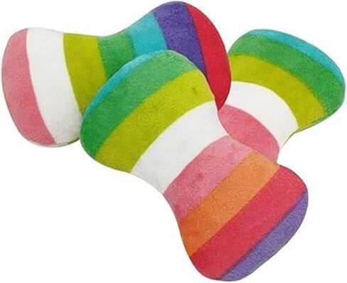 2Pcs Colorful Dog Plush Vocal Toy, Rainbow Dog Bone-Shape Pet Supplies Chewing Toy for Pet Playing Use, Adorable, Quality and Practical Attractive and Professional Dog Chew Toys in Saudi Arabia