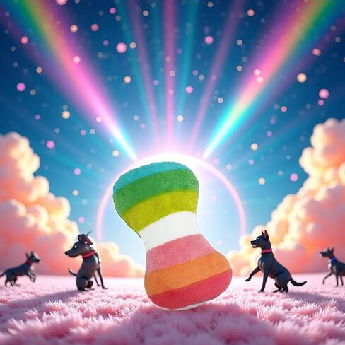 2Pcs Colorful Dog Plush Vocal Toy, Rainbow Dog Bone-Shape Pet Supplies Chewing Toy for Pet Playing Use, Adorable, Quality and Practical Attractive and Professional Dog Chew Toys in Saudi Arabia