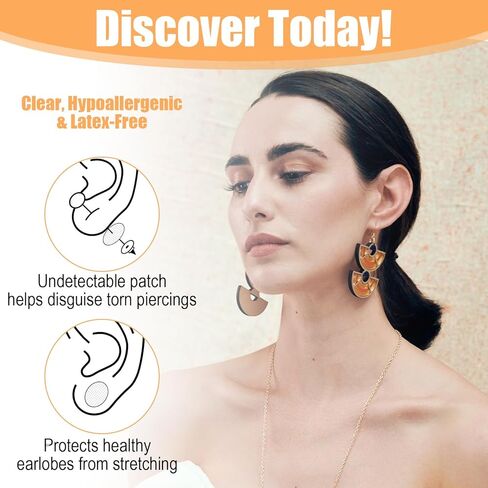 1600PCS Earring Support Patches,Transparent Waterproof Earlobe Support Patches,Invisible Earring Stickers for Split Earlobes, Ear Care Products for Torn or Stretched Ear Piercings in Saudi Arabia