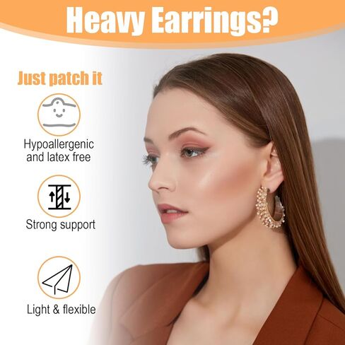 1600PCS Earring Support Patches,Transparent Waterproof Earlobe Support Patches,Invisible Earring Stickers for Split Earlobes, Ear Care Products for Torn or Stretched Ear Piercings in Saudi Arabia