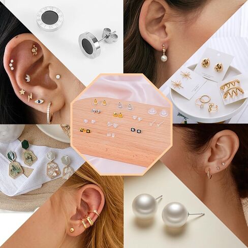 12 Styles Earring Backs for Studs, Clear Plastic Earrings Hypoallergenic Metal Rubber Silicone Earring Backs Replacement Kits for Earring Studs Hoops in Saudi Arabia