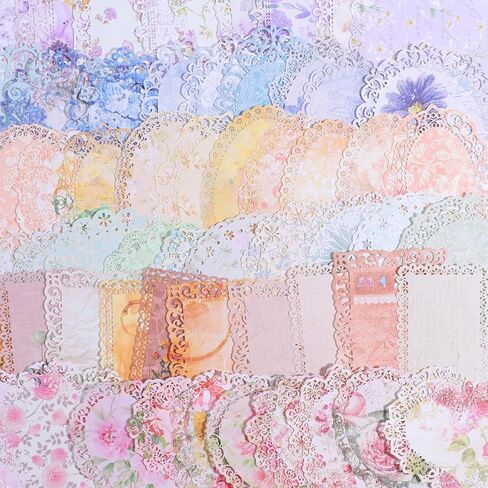 60 Pcs Lace Edged Vintage Scrapbook Paper, Floral Decorative Stationery Paper Assorted Set for Letter Writing Journaling, Scrapbooking, Card Making, DIY Supplies Planners Ephemera Collage Background in Saudi Arabia