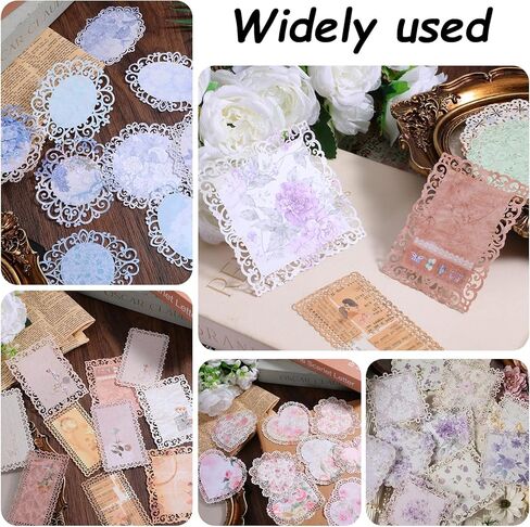 60 Pcs Lace Edged Vintage Scrapbook Paper, Floral Decorative Stationery Paper Assorted Set for Letter Writing Journaling, Scrapbooking, Card Making, DIY Supplies Planners Ephemera Collage Background in Saudi Arabia