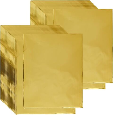 SUPERFINDINGS 100 Sheets Toner Reactive Foil 11.42x7.3in Rectangle Metallic Transfer Foil Paper Sheet Golden for Laser Printer+Laminator DIY Craft Embossing Scrapbooking Cards in Saudi Arabia