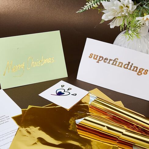 SUPERFINDINGS 100 Sheets Toner Reactive Foil 11.42x7.3in Rectangle Metallic Transfer Foil Paper Sheet Golden for Laser Printer+Laminator DIY Craft Embossing Scrapbooking Cards in Saudi Arabia