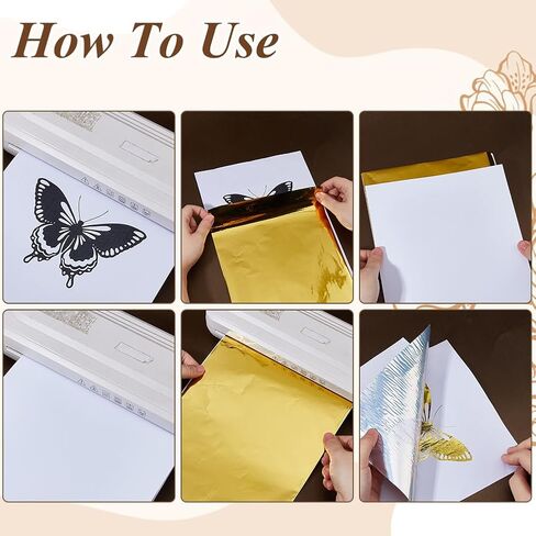 SUPERFINDINGS 100 Sheets Toner Reactive Foil 11.42x7.3in Rectangle Metallic Transfer Foil Paper Sheet Golden for Laser Printer+Laminator DIY Craft Embossing Scrapbooking Cards in Saudi Arabia
