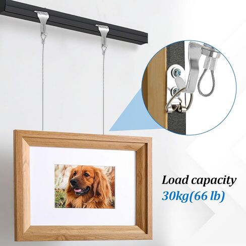 28 Pack Picture Rail Hanging System, 66 lb Max Load, 3.3ft Stainless Steel Hanging Wire with Loops & Adjustable Hooks, Damage-Free Wall Hang-ing Kit for Frames, Gallery, Art Displays (Silver) in Saudi Arabia