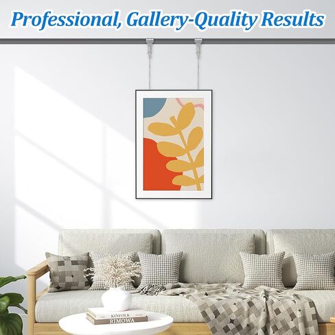 28 Pack Picture Rail Hanging System, 66 lb Max Load, 3.3ft Stainless Steel Hanging Wire with Loops & Adjustable Hooks, Damage-Free Wall Hang-ing Kit for Frames, Gallery, Art Displays (Silver) in Saudi Arabia