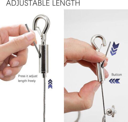 Adjustable Picture Hanging Wire Heavy Duty Stainless Steel Cables Hanging Rope Picture Frame Hanging Wire Kit for Mirrors Flowerpot Pictures Paintings Artwork, Hold Up to 66lbs (2M(6.6FT) 4PCS) in Saudi Arabia