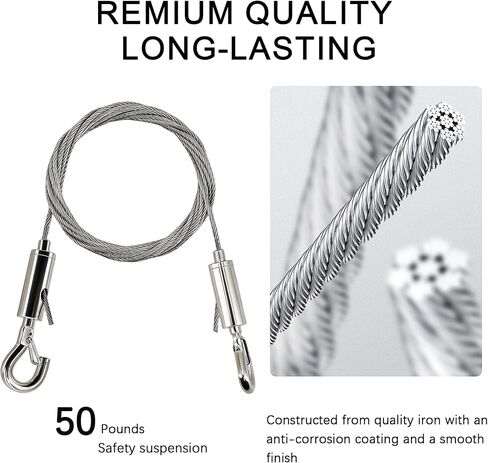 Adjustable Picture Hanging Wire Heavy Duty Stainless Steel Cables Hanging Rope Picture Frame Hanging Wire Kit for Mirrors Flowerpot Pictures Paintings Artwork, Hold Up to 66lbs (2M(6.6FT) 4PCS) in Saudi Arabia