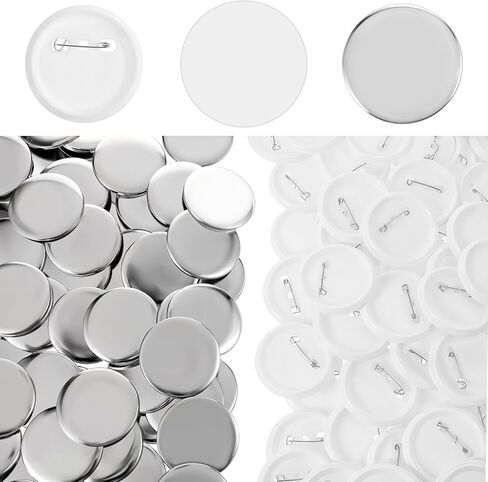 100 Sets 2.25 Inch Button Making Supplies 58mm Blank Badge Parts for Button Maker Machine Round Badge Buttons Pins Press Refills Includes Metal Cover Clear Film Plastic Base in Saudi Arabia