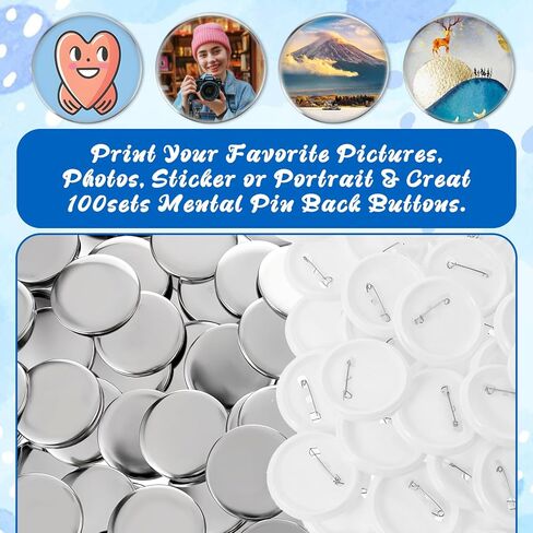 100 Sets 2.25 Inch Button Making Supplies 58mm Blank Badge Parts for Button Maker Machine Round Badge Buttons Pins Press Refills Includes Metal Cover Clear Film Plastic Base in Saudi Arabia