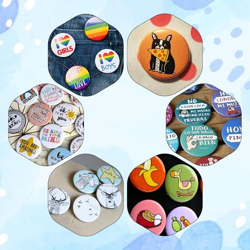 100 Sets 2.25 Inch Button Making Supplies 58mm Blank Badge Parts for Button Maker Machine Round Badge Buttons Pins Press Refills Includes Metal Cover Clear Film Plastic Base in Saudi Arabia